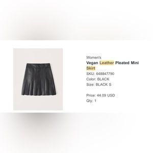 Abercrombie & Fitch Vegan Leather Pleated Mini Skirt size S